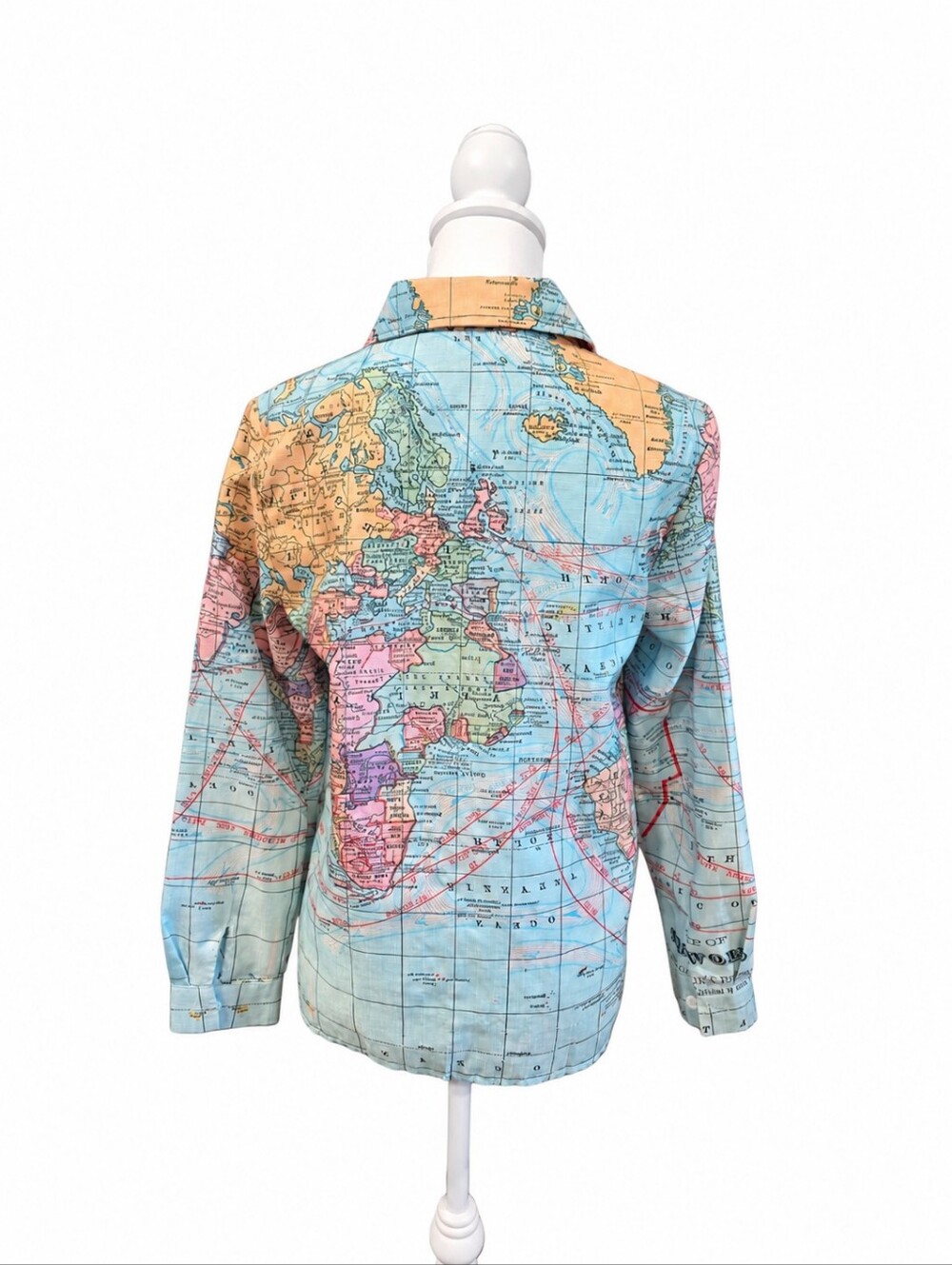 Map Print Button-Up Shirt - Picture 3 of 5